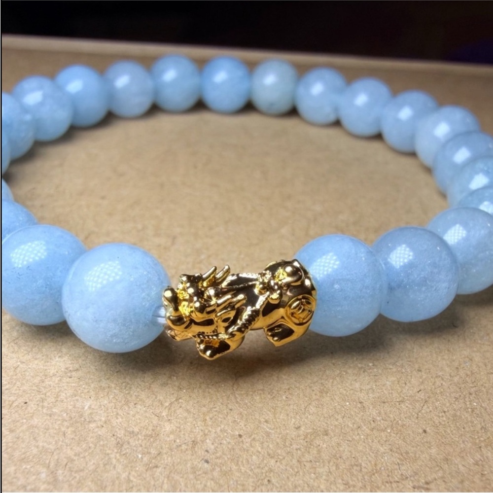 New 18K real solid gold bracelet natural gemstone adjustable unisex